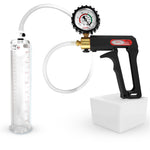 LeLuv Maxi Penis Pump | Black/Grey Handle, Clear Hose, No Gauge | Round Flange Cylinder