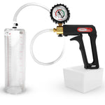 LeLuv Maxi Penis Pump | Black/Grey Handle, Clear Hose, No Gauge | Round Flange Cylinder