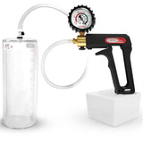 LeLuv Maxi Penis Pump | Black/Grey Handle, Clear Hose, No Gauge | Round Flange Cylinder