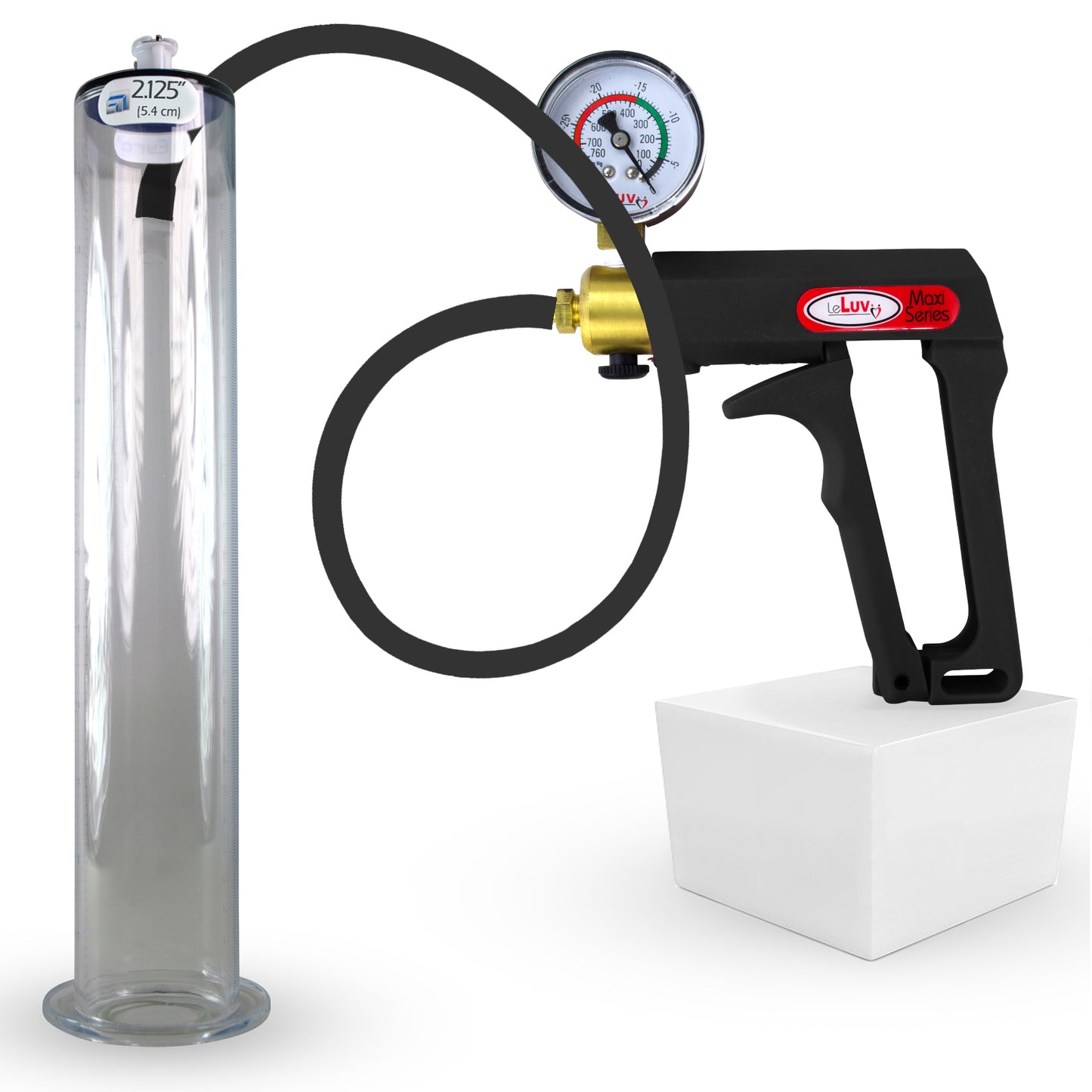 LeLuv Maxi Penis Pump | Black Handle, Silicone Hose, All Gauge Options | WIDE FLANGE Cylinder