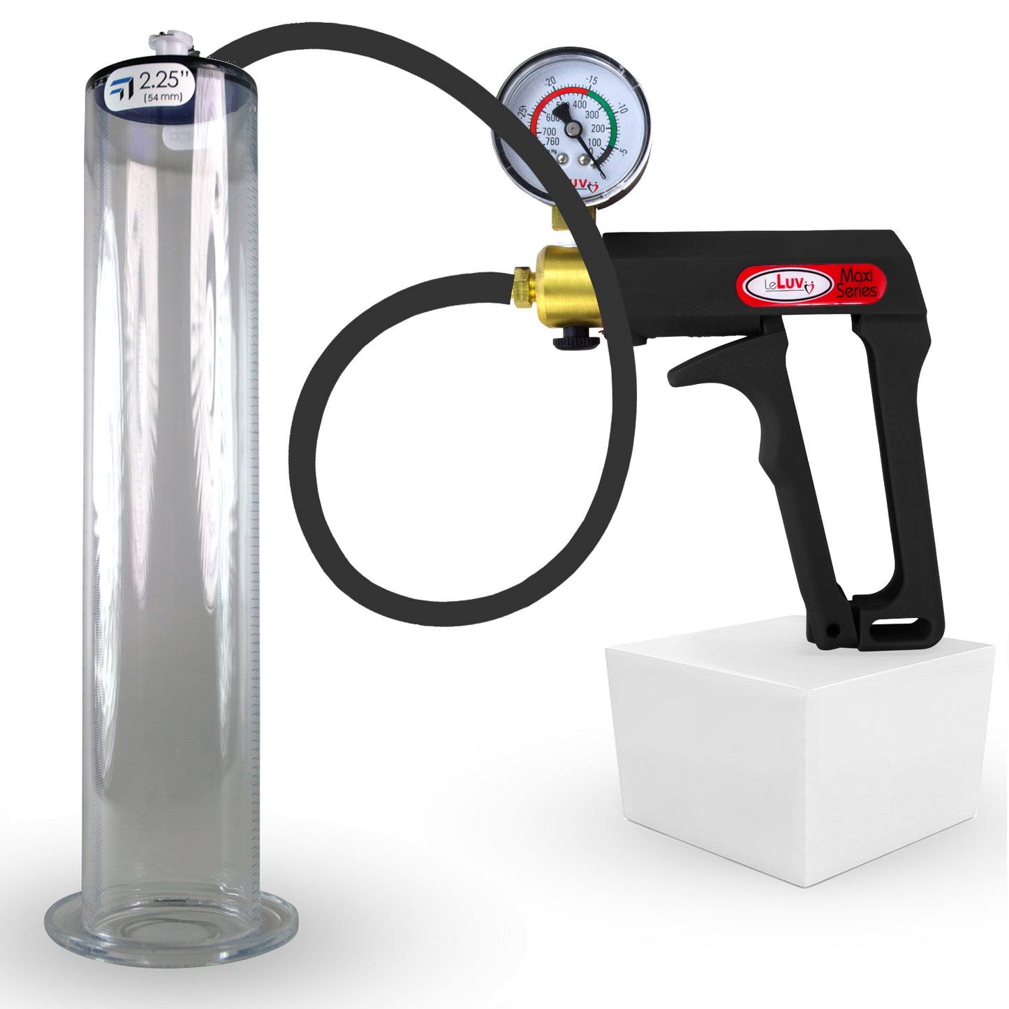 LeLuv Maxi Penis Pump | Black Handle, Silicone Hose, All Gauge Options | WIDE FLANGE Cylinder