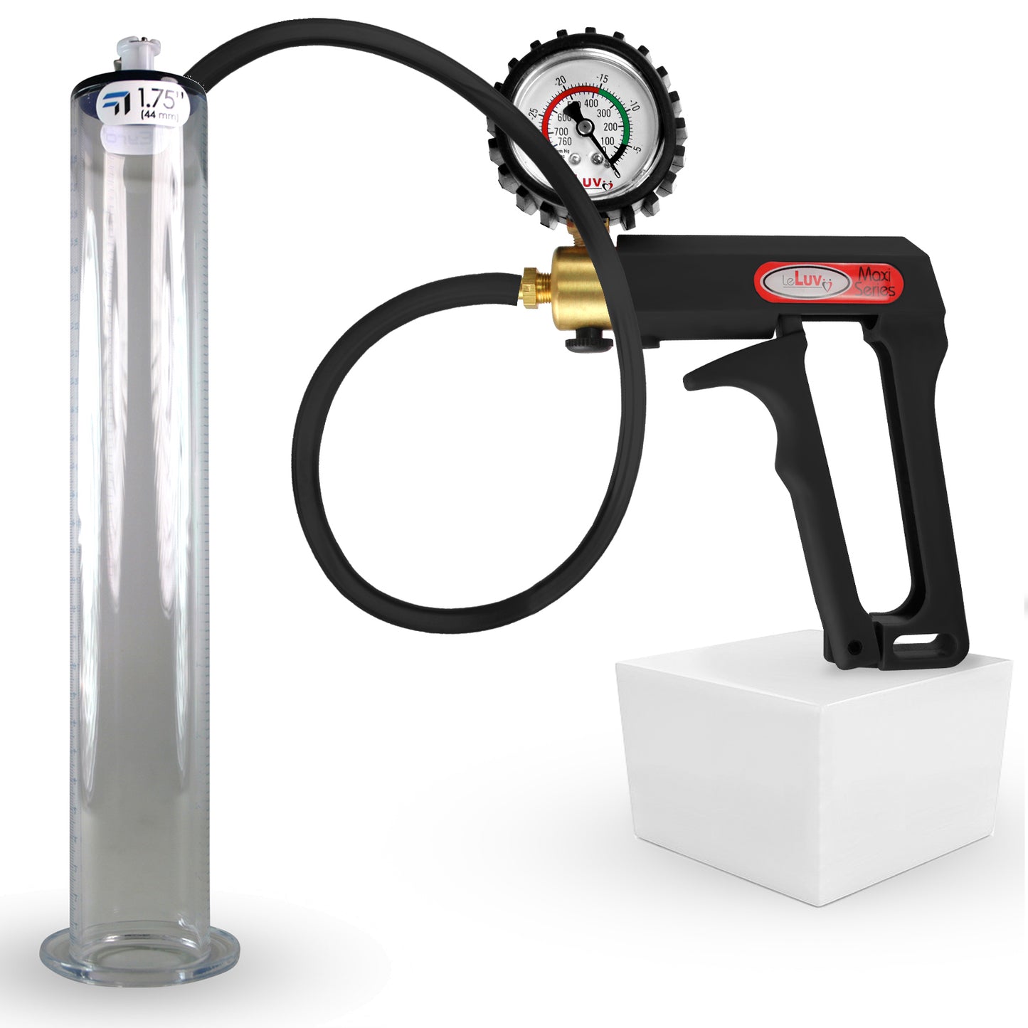 LeLuv Maxi Penis Pump | Black Handle, Silicone Hose, All Gauge Options | WIDE FLANGE Cylinder