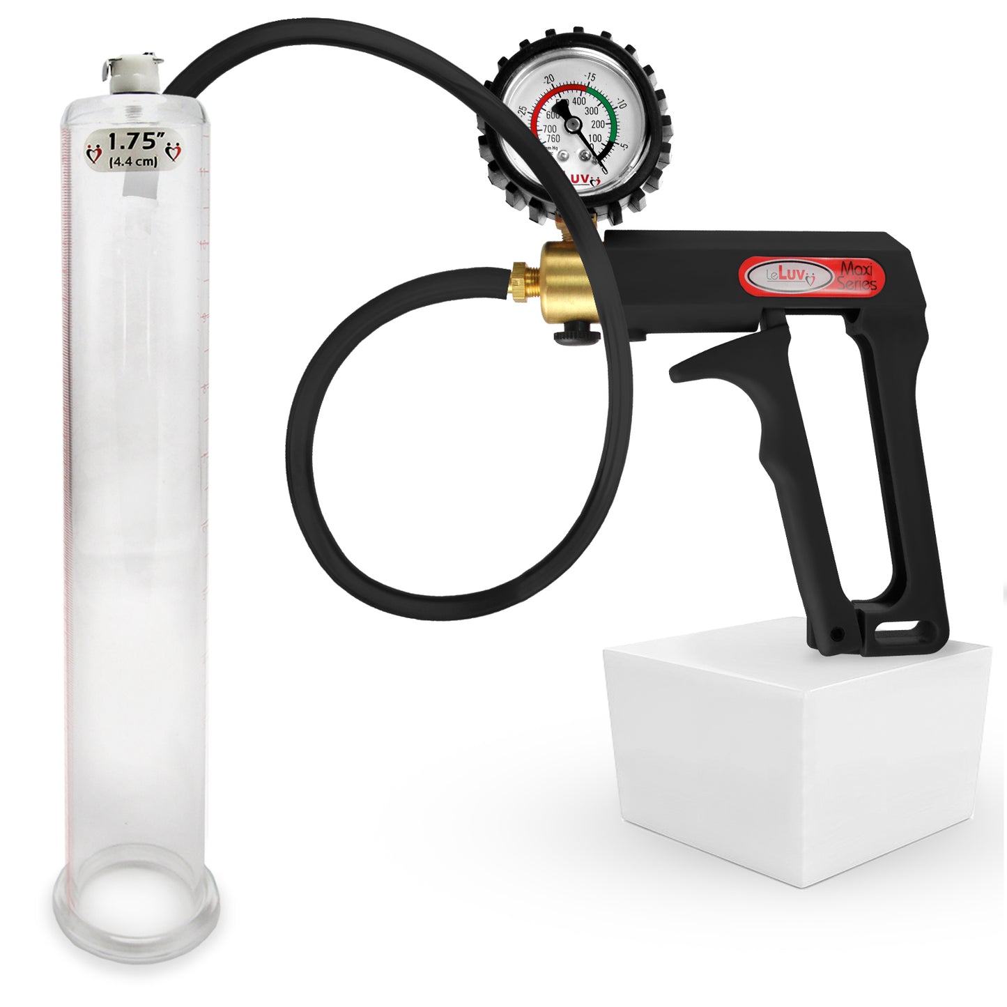 LeLuv Maxi Penis Pump | Black/Grey Handle, Silicone Hose, No Gauge | Round Flange Cylinder