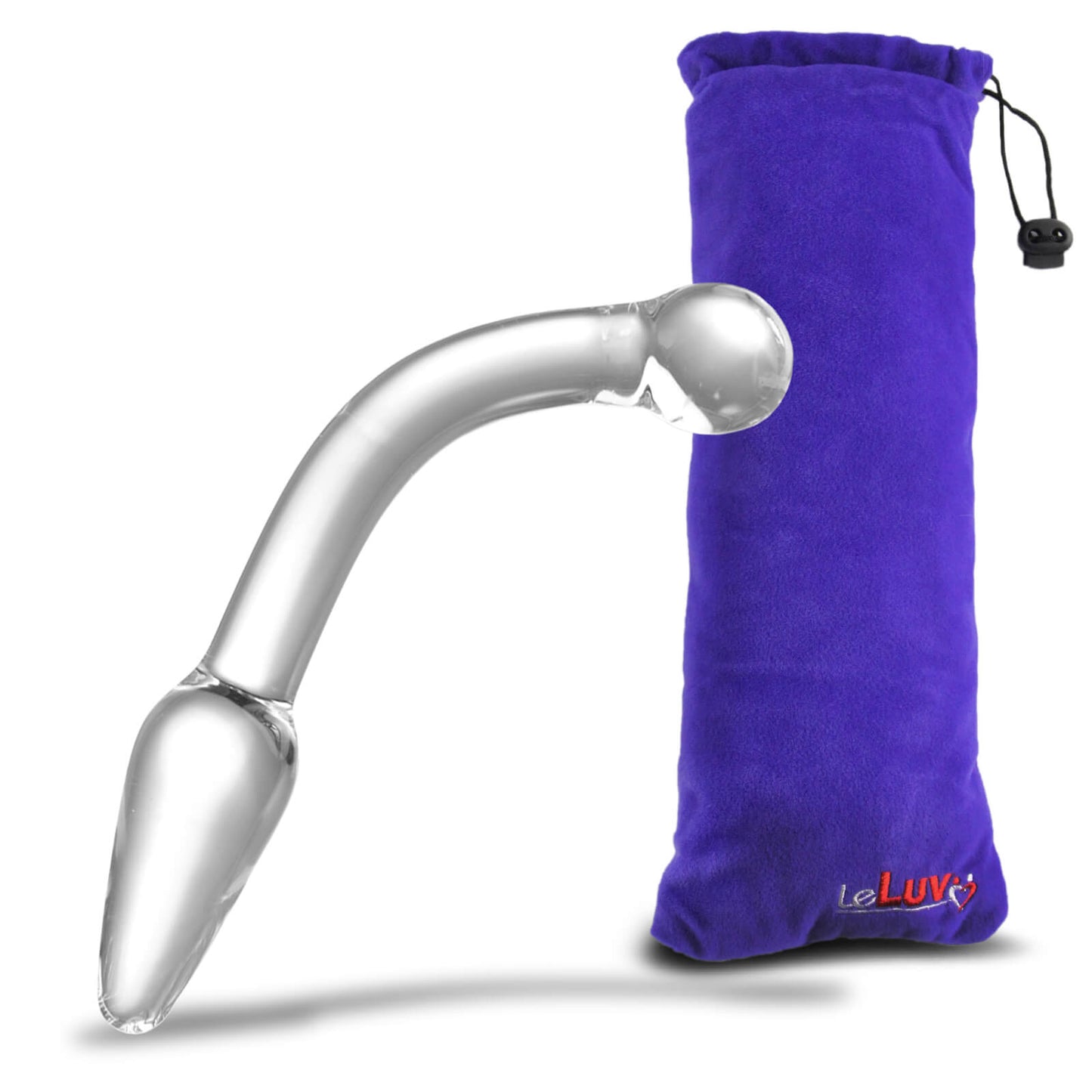 LeLuv Glass Bent Handle Wand G-Spot or Prostate Massager