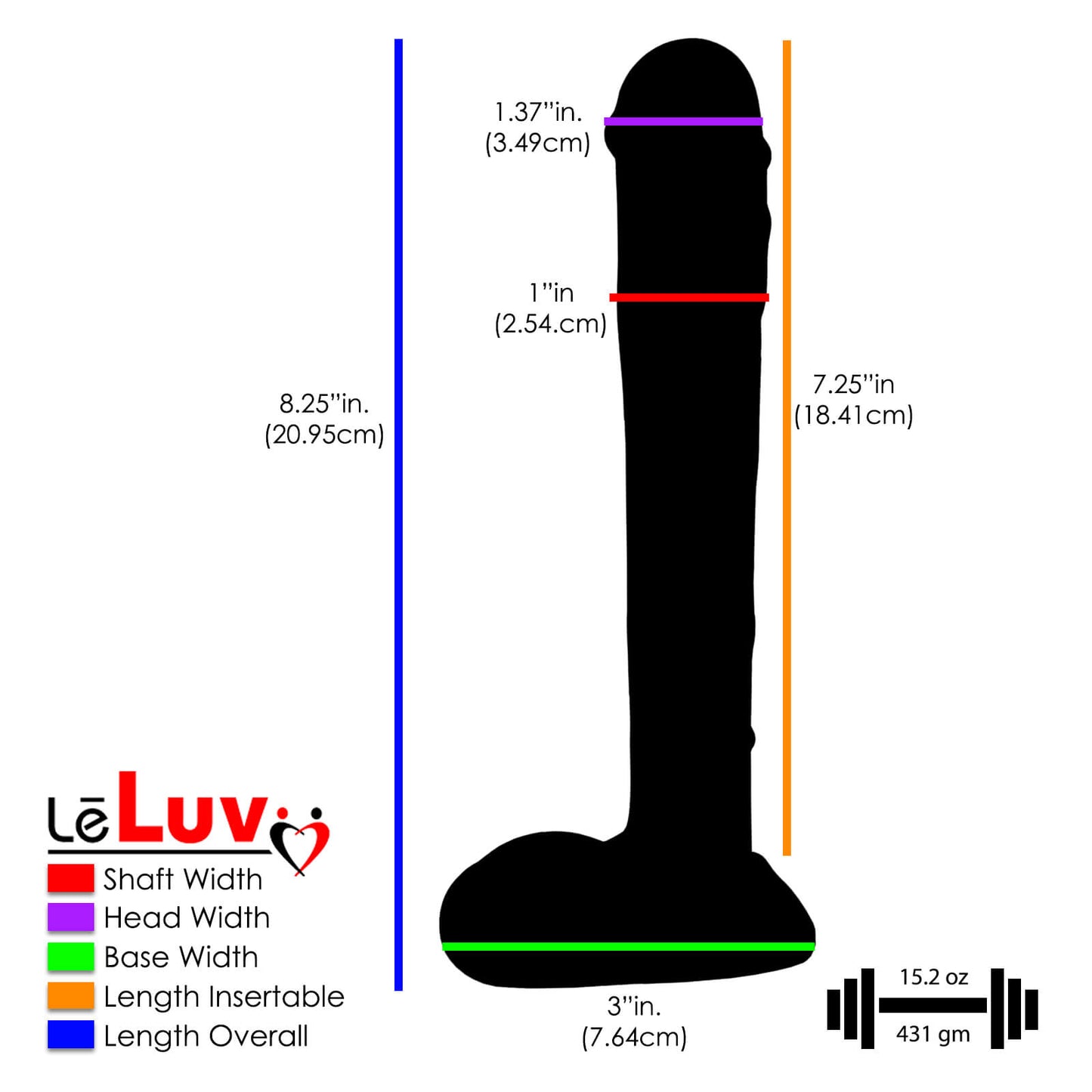 LeLuv Glass 8 Inch Mr. Vein Big Penis Realistic Dildo