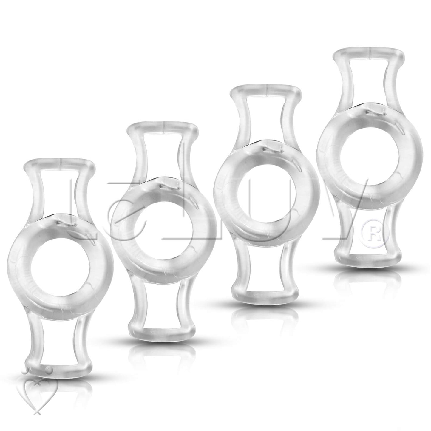 LeLuv Constriction Rings 4-Pack Clear Stretchy Handles