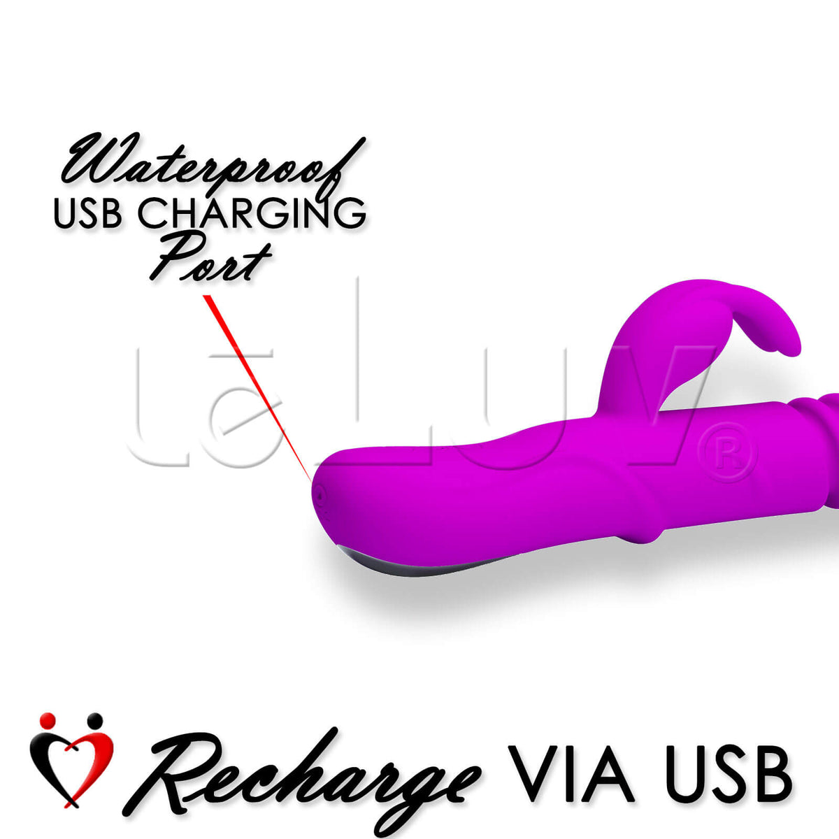 Rechargable Rabbit Vibrator Thrusting and Rotating Smooth Purple Silicone