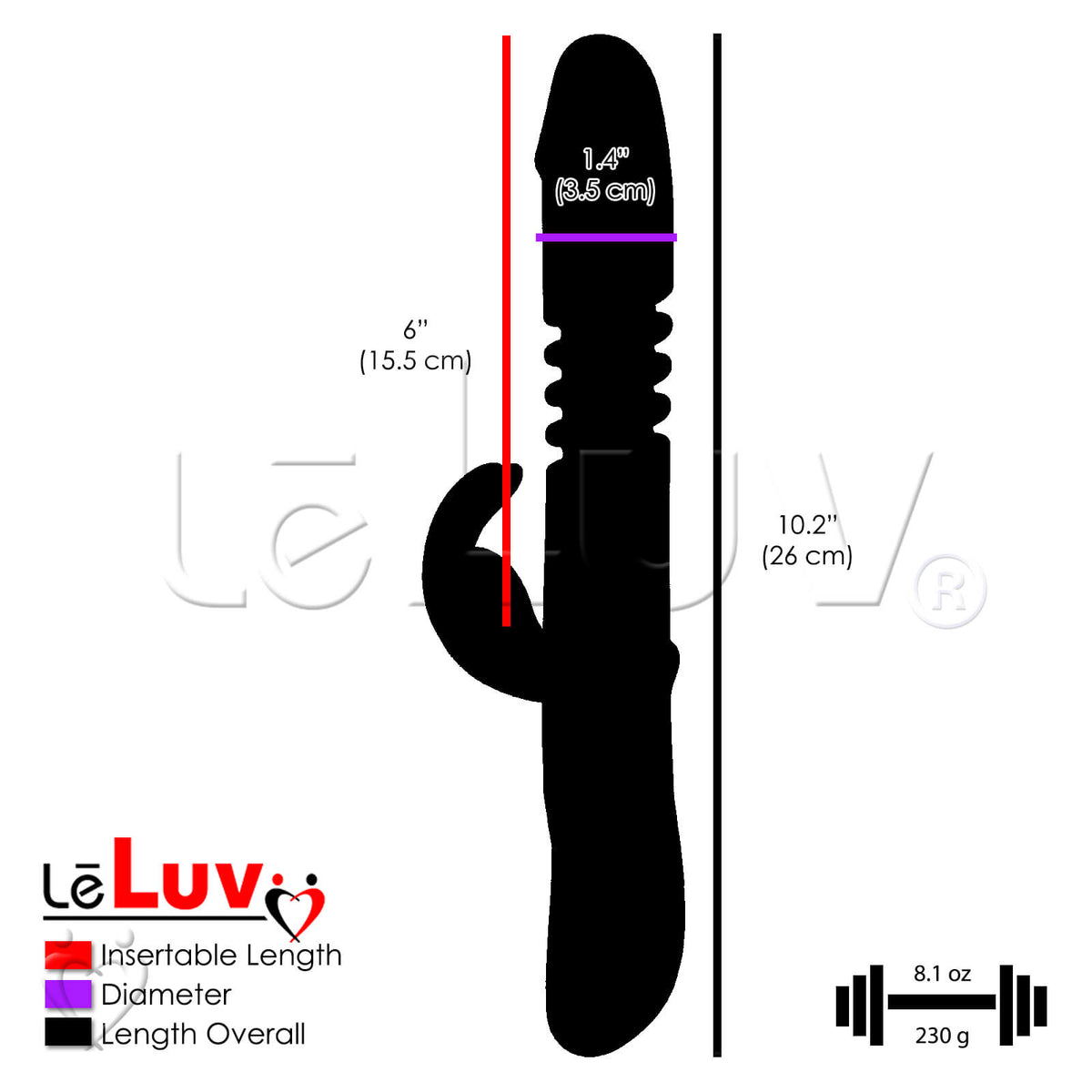 Rechargable Rabbit Vibrator Thrusting and Rotating Smooth Purple Silicone