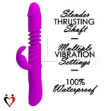 Rechargable Rabbit Vibrator Thrusting and Rotating Smooth Purple Silicone
