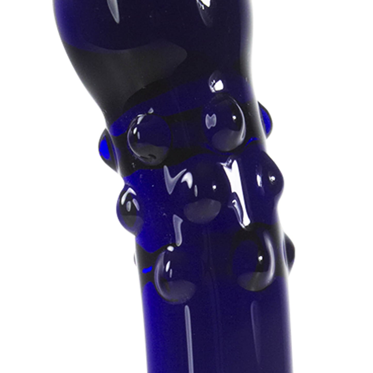 LeLuv Glass 7.5 Inch Curved Tip Nubby G-Spot Pearl Wand Dildo