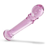 LeLuv Glass 7.5 Inch Curved Tip Nubby G-Spot Pearl Wand Dildo