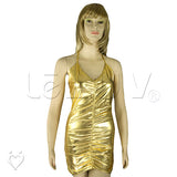 Clubwear Glamorous Evening Mini Dress Gold Vinyl Oscar Party Outfit