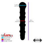 LeLuv Glass 8 Inch Pearly Shaft Beaded Tip Classic Dildo