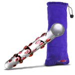 LeLuv Glass 8 Inch Pearly Shaft Beaded Tip Classic Dildo