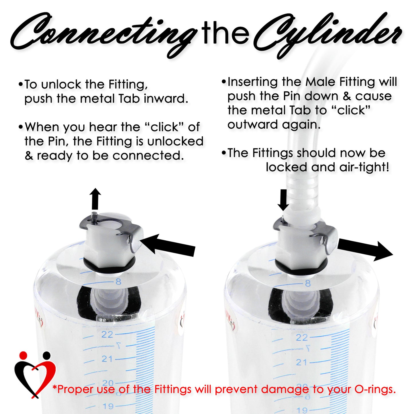 Male to Male Quick-Release Fitting Vacuum Pump Cylinders Single or 2-Pack