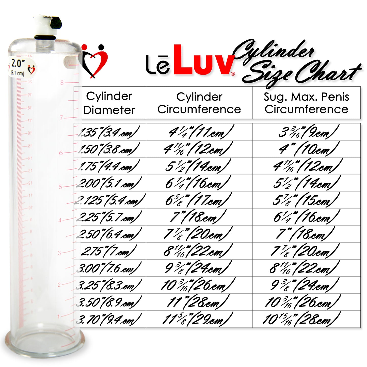 LeLuv Maxi Penis Pump | Black Handle, Silicone Hose, All Gauge Options | WIDE FLANGE Cylinder