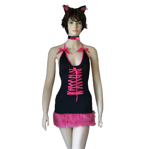 Roleplay Pink Pussy Cat Costume Set Kinky Kitty Catwoman Halloween