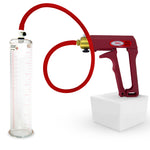 LeLuv Maxi Penis Pump | Red/Pink Handle, Silicone Hose, No Gauge | Round Flange Cylinder