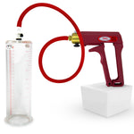 LeLuv Maxi Penis Pump | Red/Pink Handle, Silicone Hose, No Gauge | Round Flange Cylinder