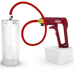 LeLuv Maxi Penis Pump | Red/Pink Handle, Silicone Hose, No Gauge | Round Flange Cylinder