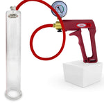 LeLuv Maxi Penis Pump | Red/Pink Handle, Silicone Hose, No Gauge | Round Flange Cylinder
