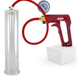 LeLuv Maxi Penis Pump | Red/Pink Handle, Silicone Hose, No Gauge | Round Flange Cylinder