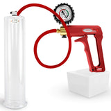 LeLuv Maxi Penis Pump | Red/Pink Handle, Silicone Hose, No Gauge | Round Flange Cylinder
