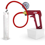 LeLuv Maxi Penis Pump | Red/Pink Handle, Silicone Hose, No Gauge | Round Flange Cylinder