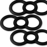 Black Slippery Silicone Premium Loop Handle Tension Ring 3-Pack "#4" - .6"