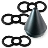 Black Slippery Silicone Premium Loop Handle Tension Ring 3-Pack w/ Loader Cone "#4" - .6"