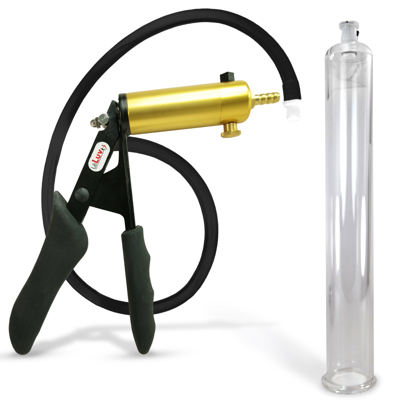 LeLuv® Ultima Premium Penis Pump - Black Silicone Grip and Hose - Round Flange Cylinders