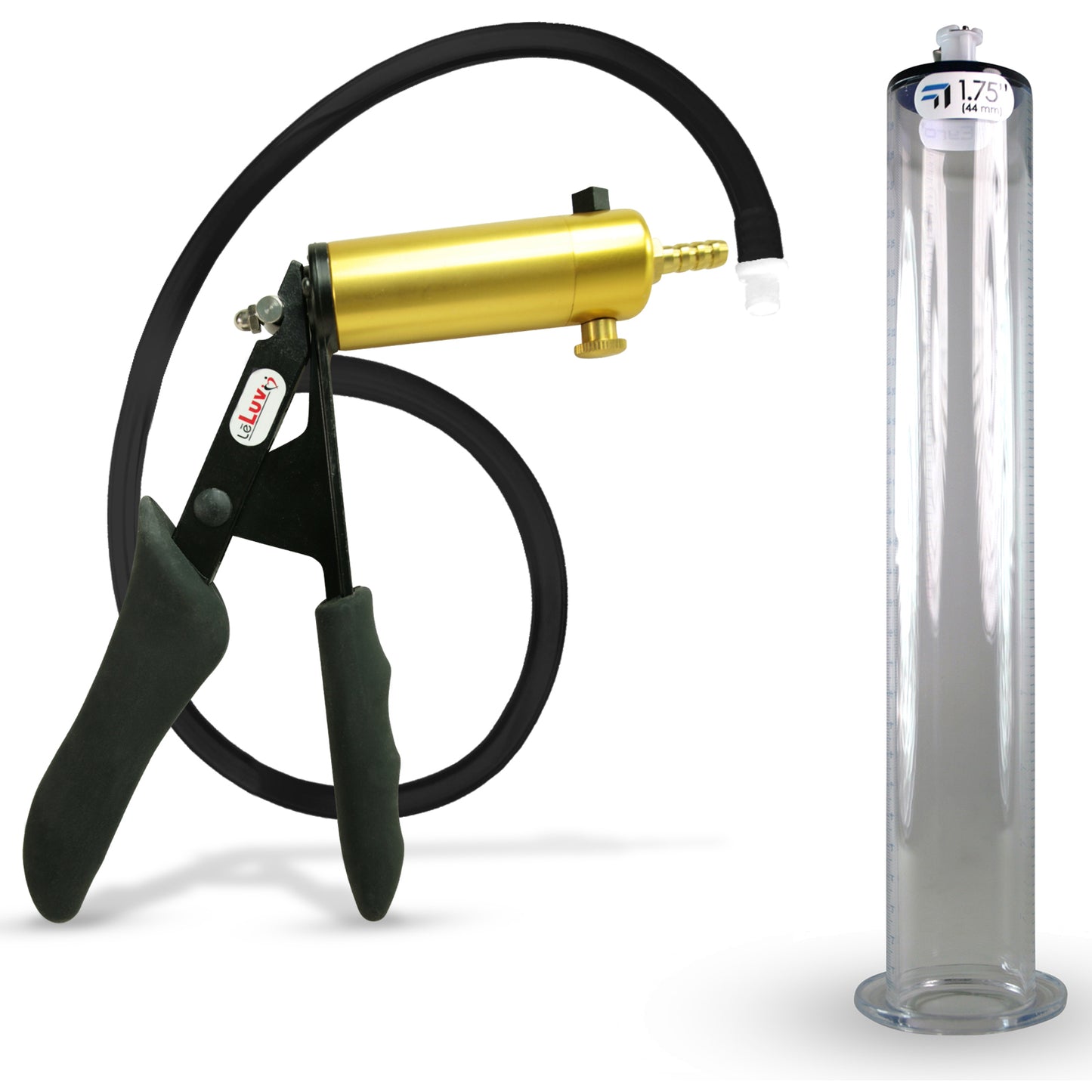 LeLuv® Ultima Premium Penis Pump - Black Silicone Grip and Hose - Wide Flange Cylinders
