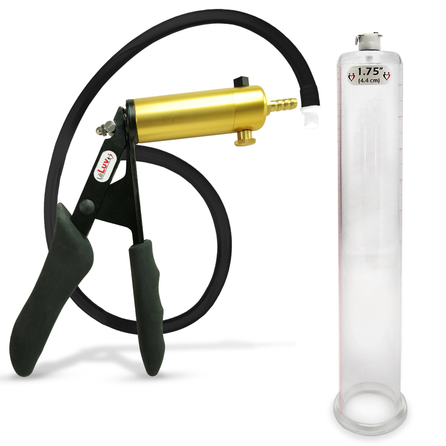 LeLuv® Ultima Premium Penis Pump - Black Silicone Grip and Hose - Round Flange Cylinders