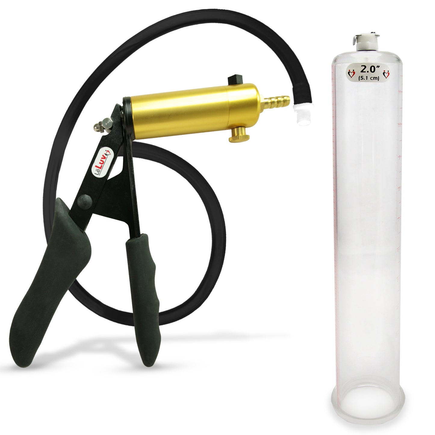 LeLuv® Ultima Premium Penis Pump - Black Silicone Grip and Hose - Round Flange Cylinders