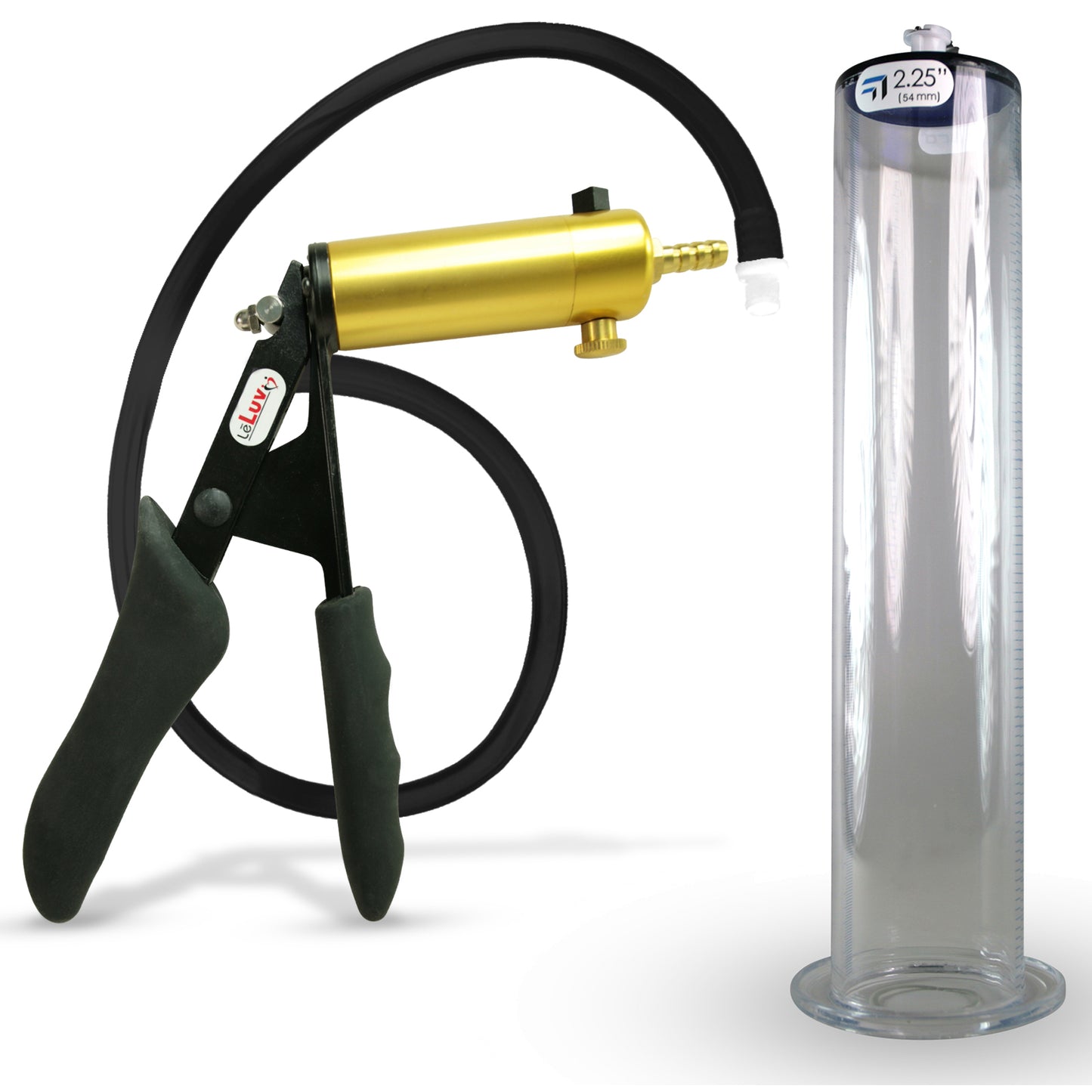 LeLuv® Ultima Premium Penis Pump - Black Silicone Grip and Hose - Wide Flange Cylinders