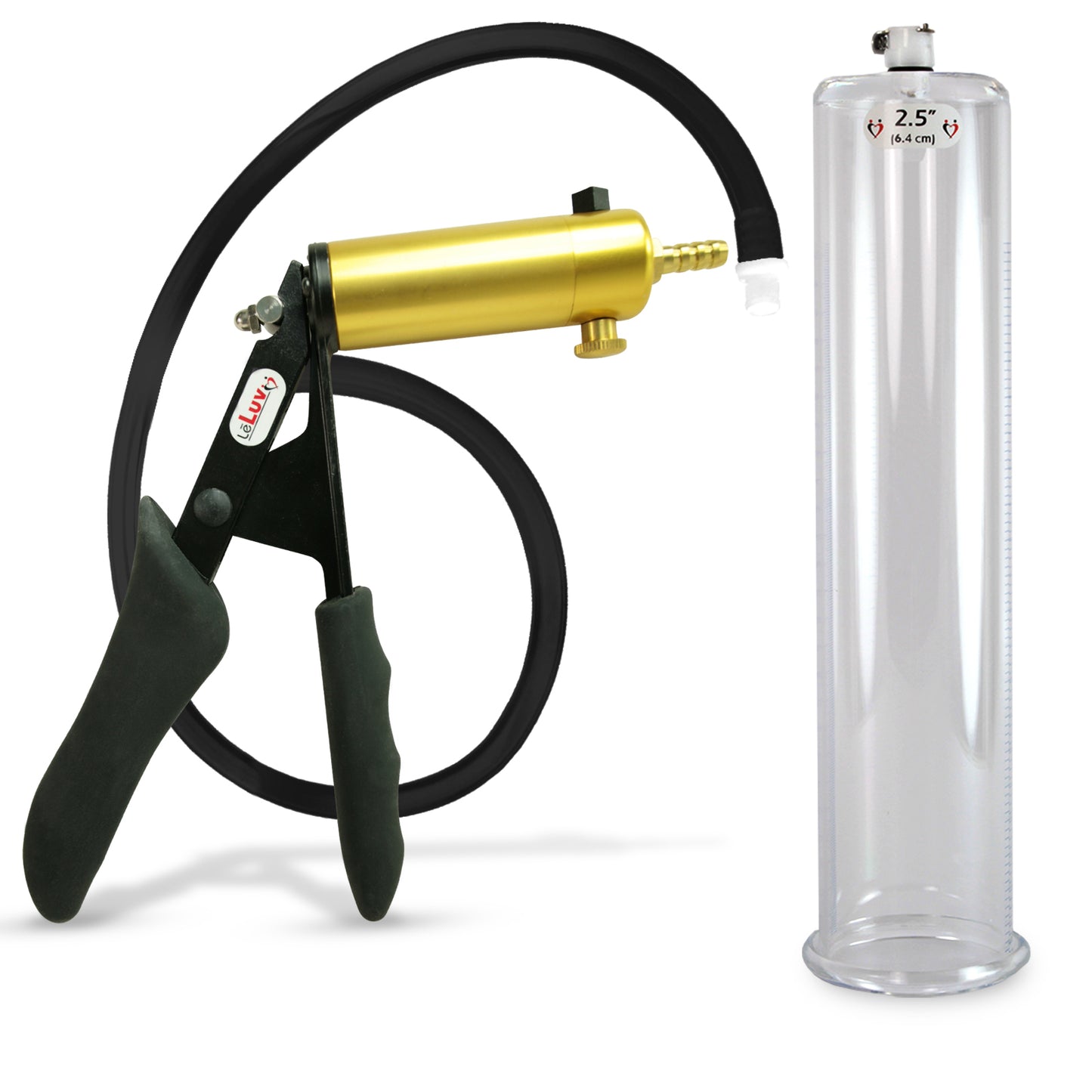 LeLuv® Ultima Premium Penis Pump - Black Silicone Grip and Hose - Round Flange Cylinders