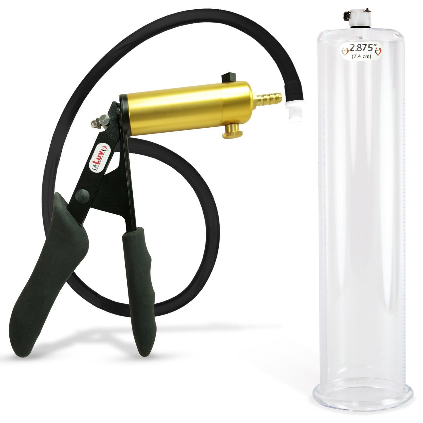 LeLuv® Ultima Premium Penis Pump - Black Silicone Grip and Hose - Round Flange Cylinders