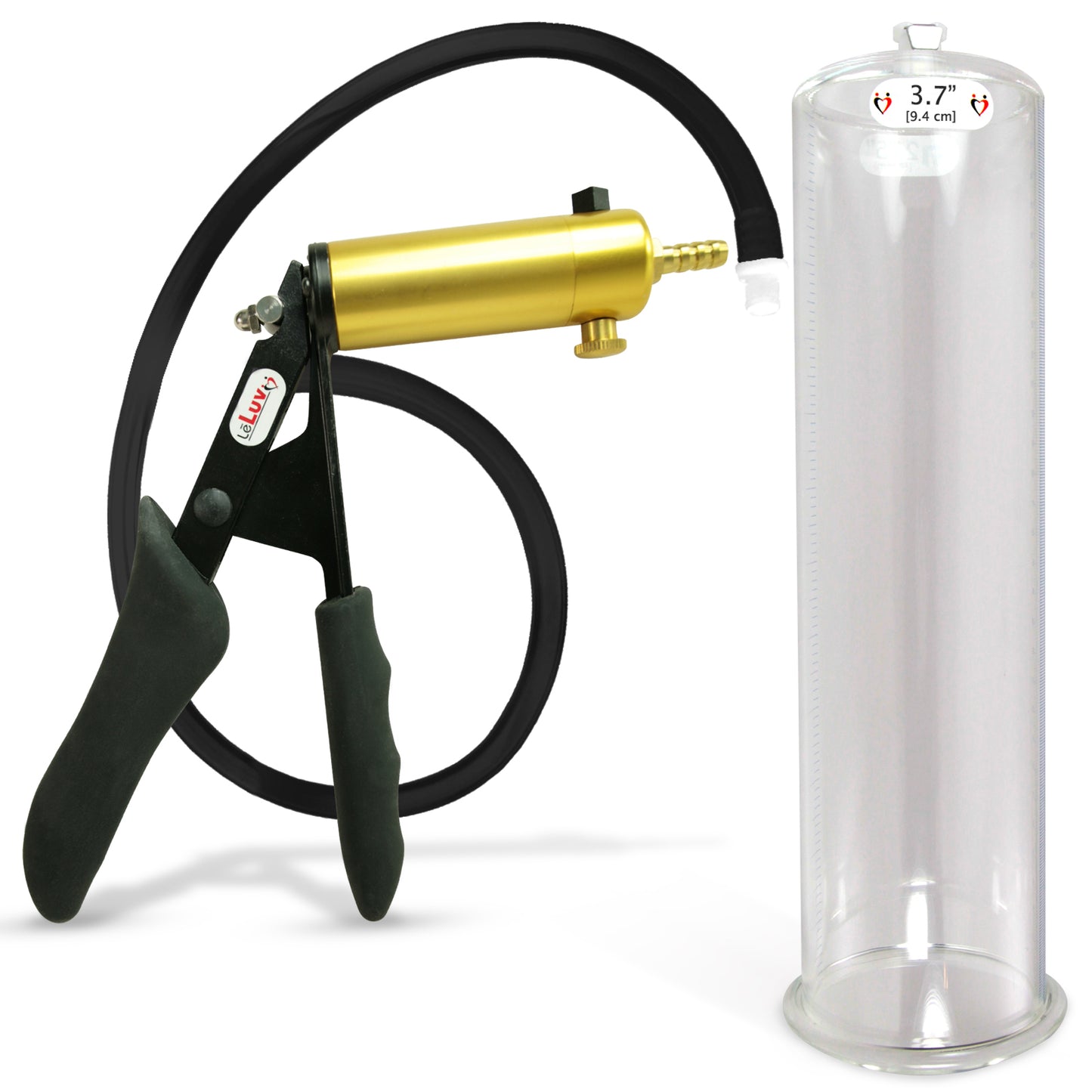 LeLuv® Ultima Premium Penis Pump - Black Silicone Grip and Hose - Round Flange Cylinders