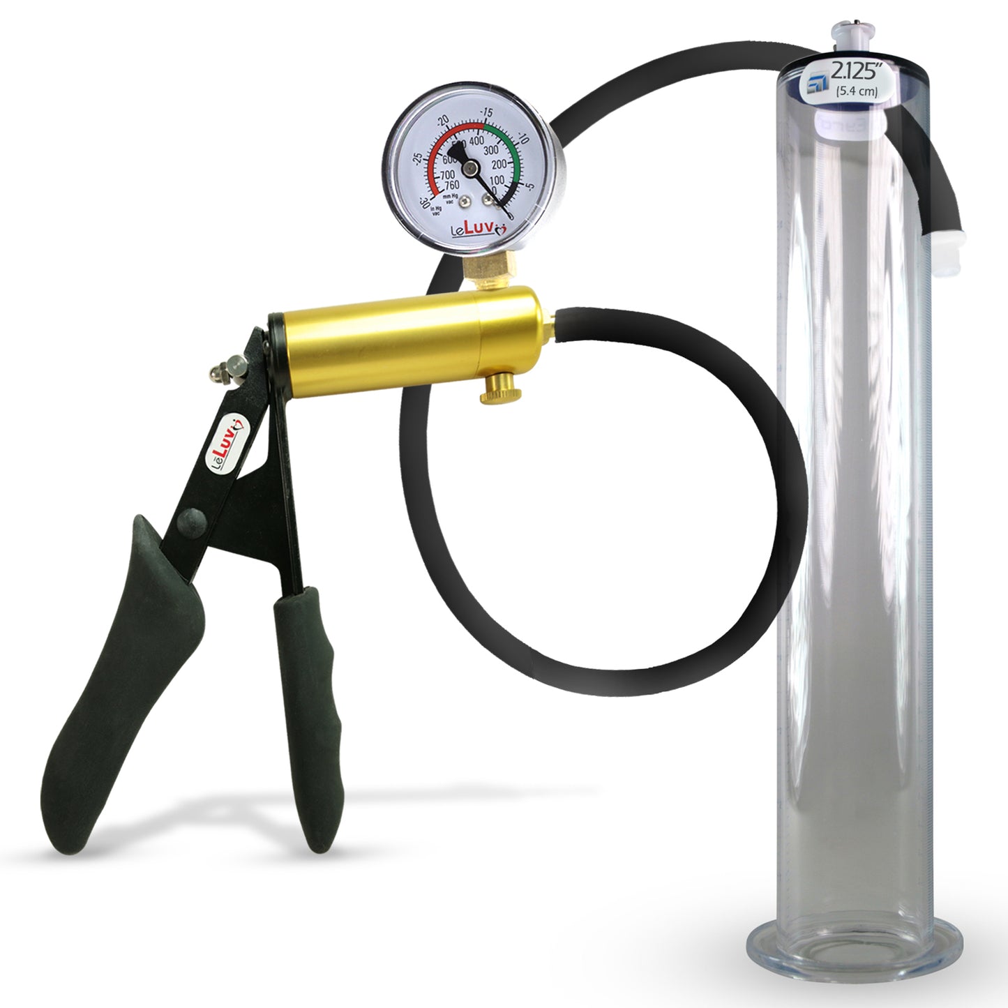 LeLuv® Ultima Premium Penis Pump - Black Silicone Grip and Hose - Wide Flange Cylinders