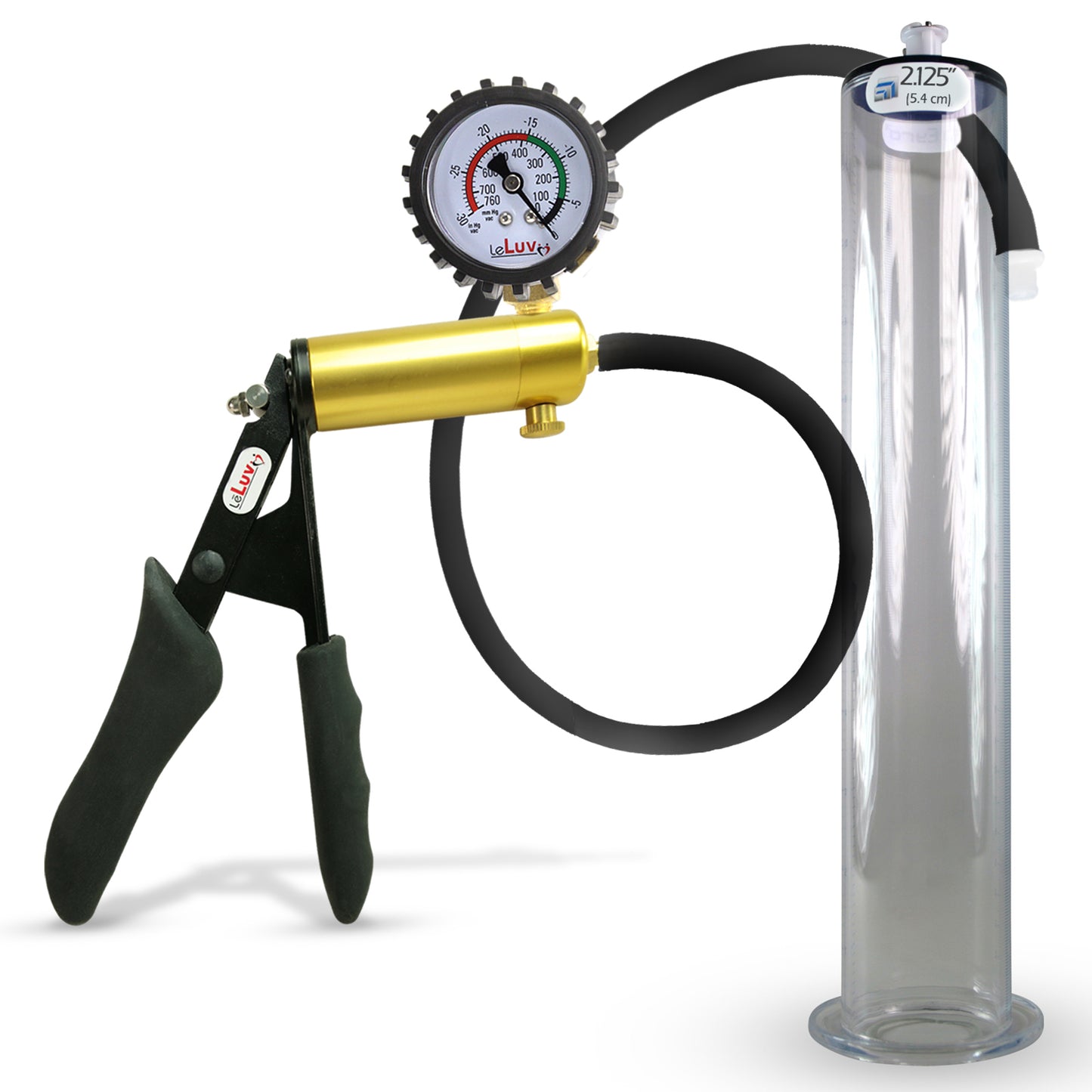 LeLuv® Ultima Premium Penis Pump - Black Silicone Grip and Hose - Wide Flange Cylinders