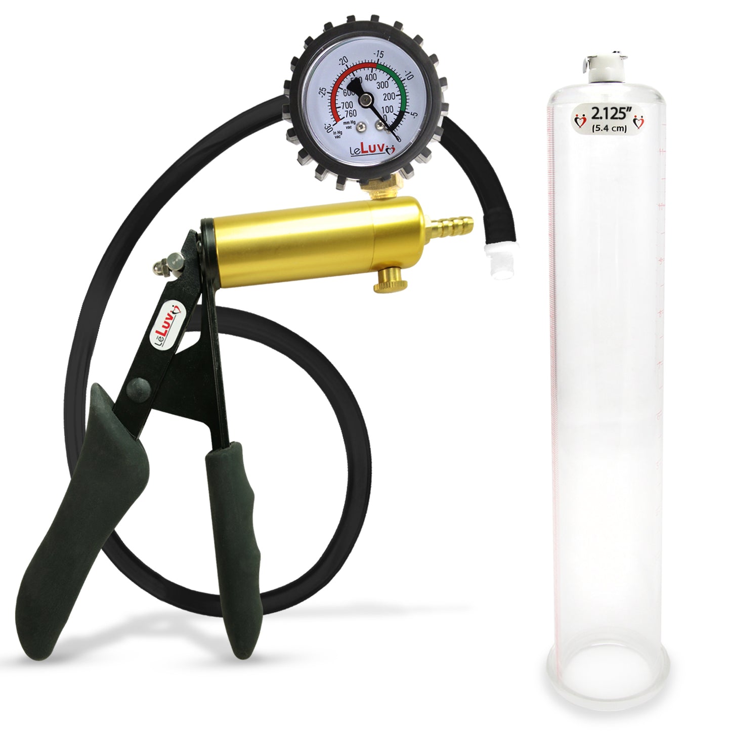 LeLuv® Ultima Premium Penis Pump - Black Silicone Grip and Hose - Round Flange Cylinders