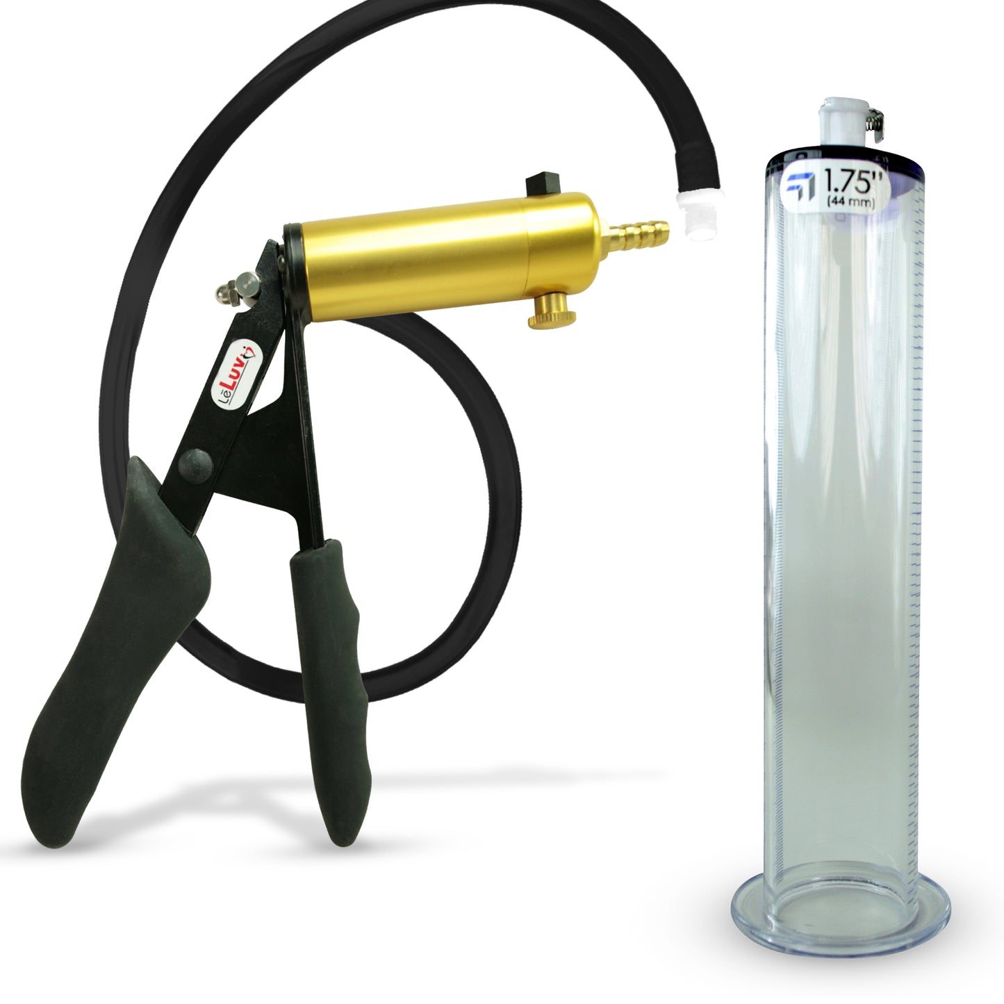 LeLuv® Ultima Premium Penis Pump - Black Silicone Grip and Hose - Wide Flange Cylinders