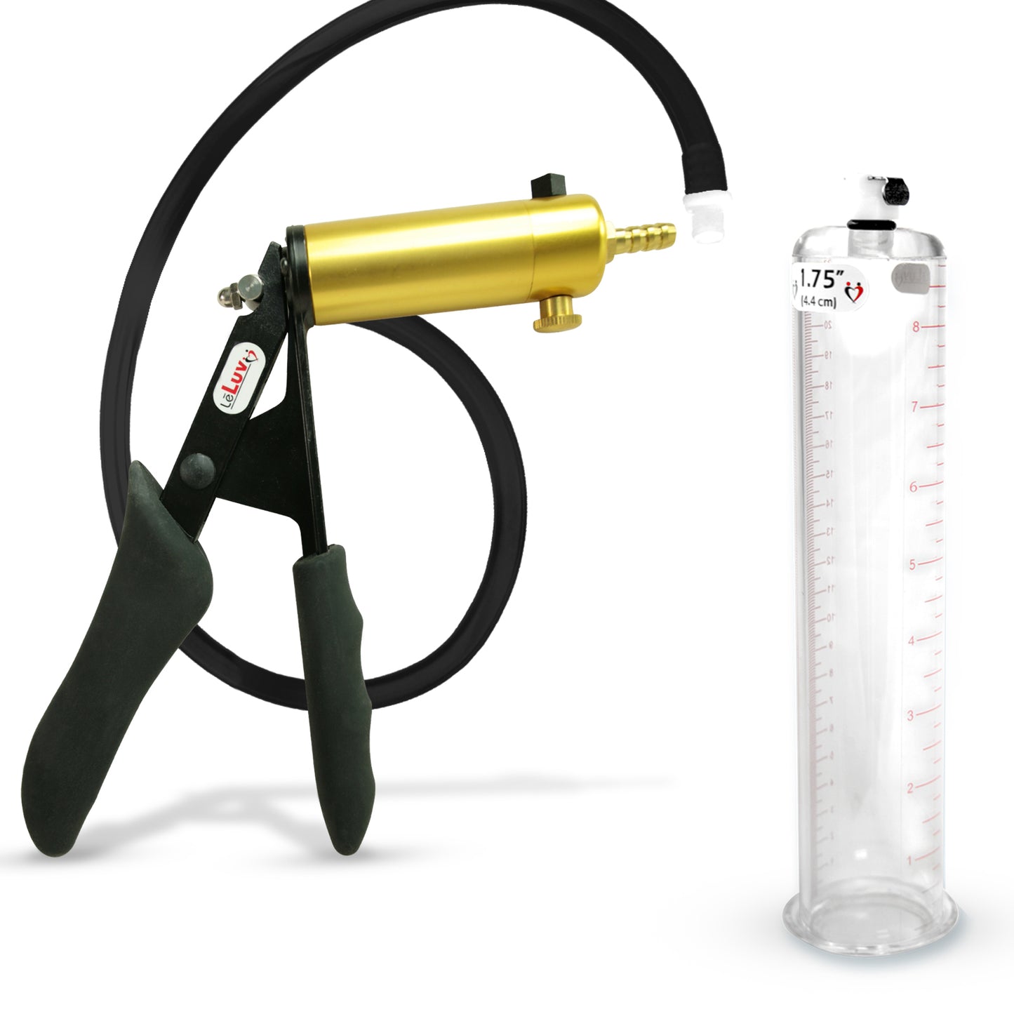 LeLuv® Ultima Premium Penis Pump - Black Silicone Grip and Hose - Round Flange Cylinders