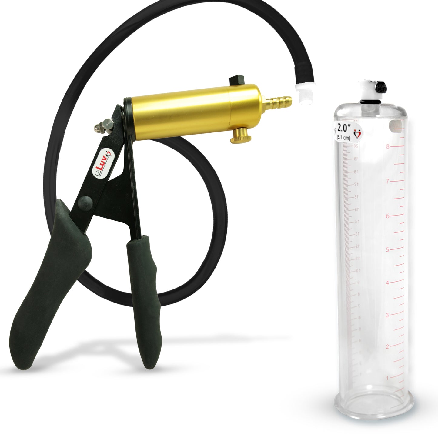 LeLuv® Ultima Premium Penis Pump - Black Silicone Grip and Hose - Round Flange Cylinders