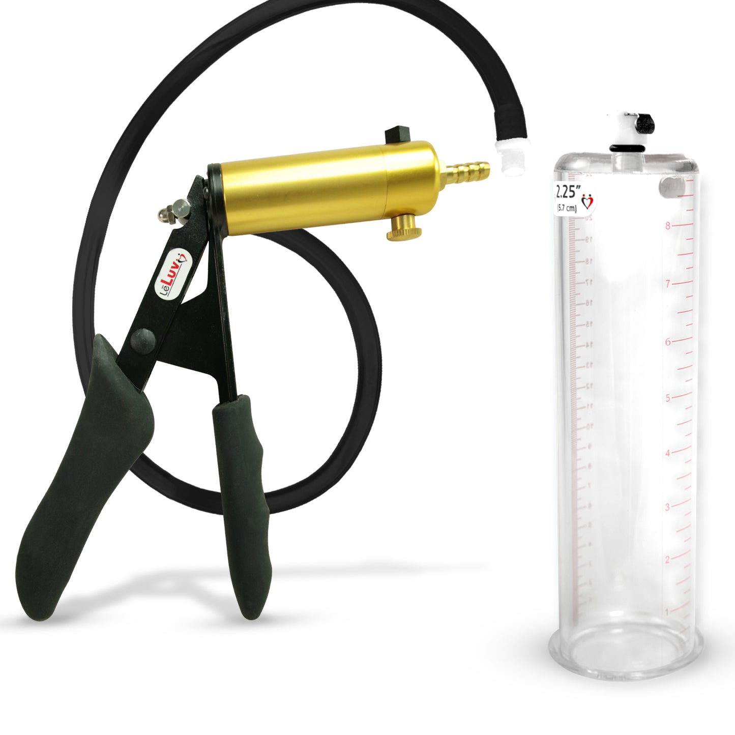 LeLuv® Ultima Premium Penis Pump - Black Silicone Grip and Hose - Round Flange Cylinders