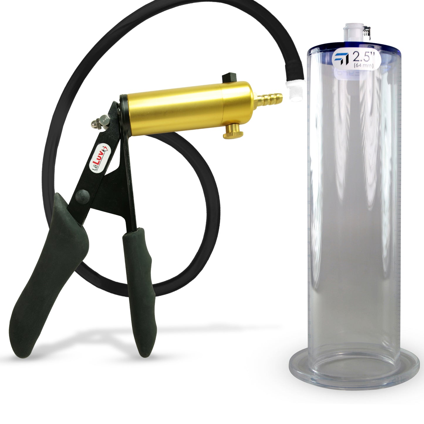 LeLuv® Ultima Premium Penis Pump - Black Silicone Grip and Hose - Wide Flange Cylinders