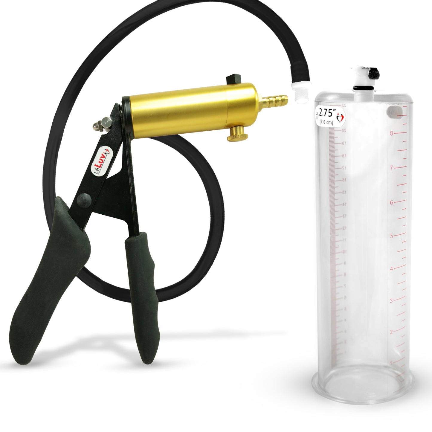 LeLuv® Ultima Premium Penis Pump - Black Silicone Grip and Hose - Round Flange Cylinders