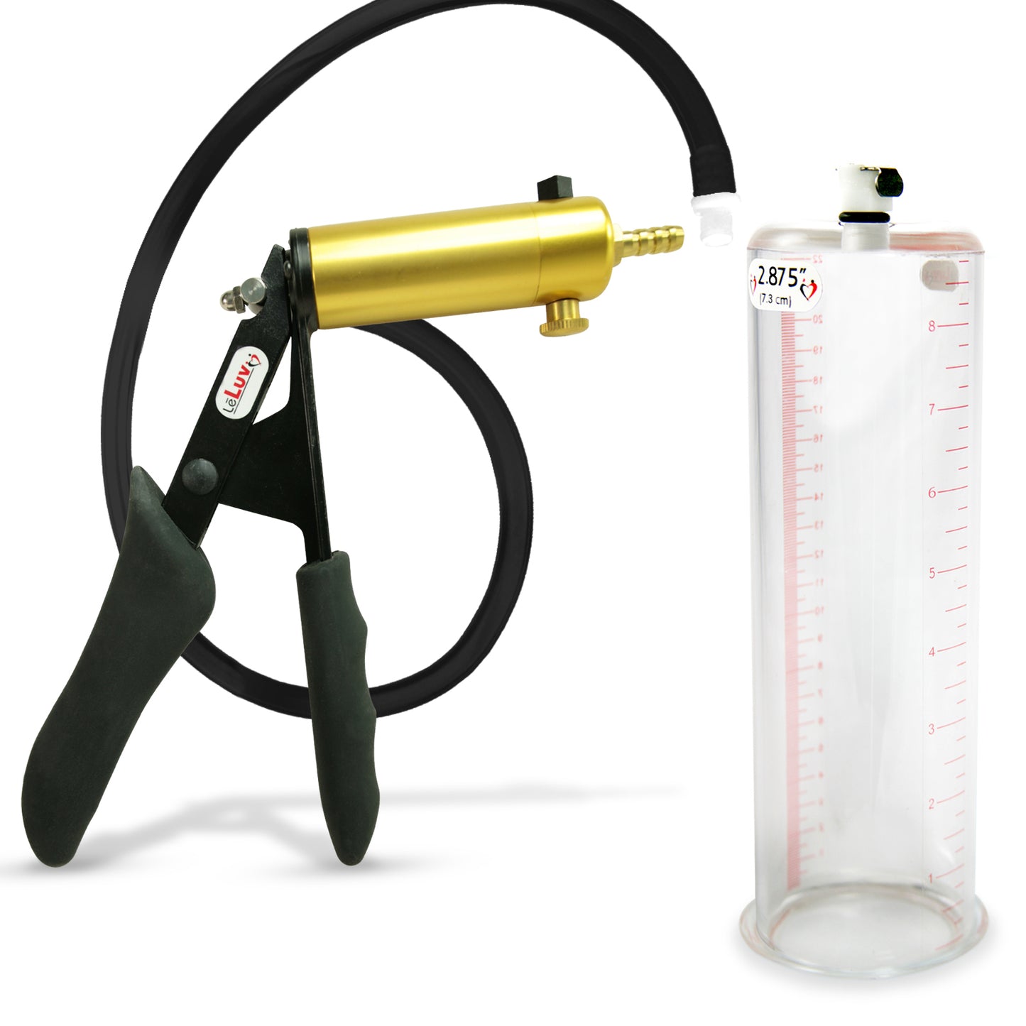 LeLuv® Ultima Premium Penis Pump - Black Silicone Grip and Hose - Round Flange Cylinders