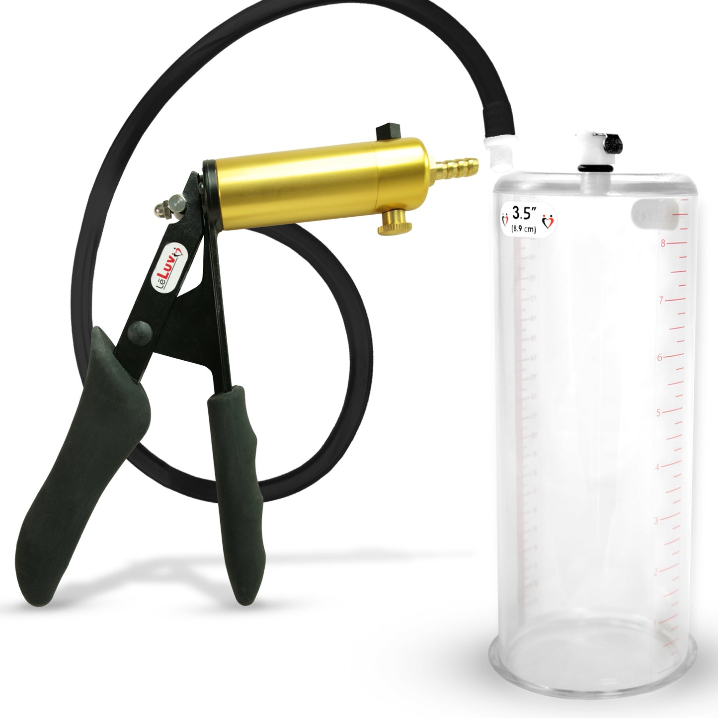 LeLuv® Ultima Premium Penis Pump - Black Silicone Grip and Hose - Round Flange Cylinders