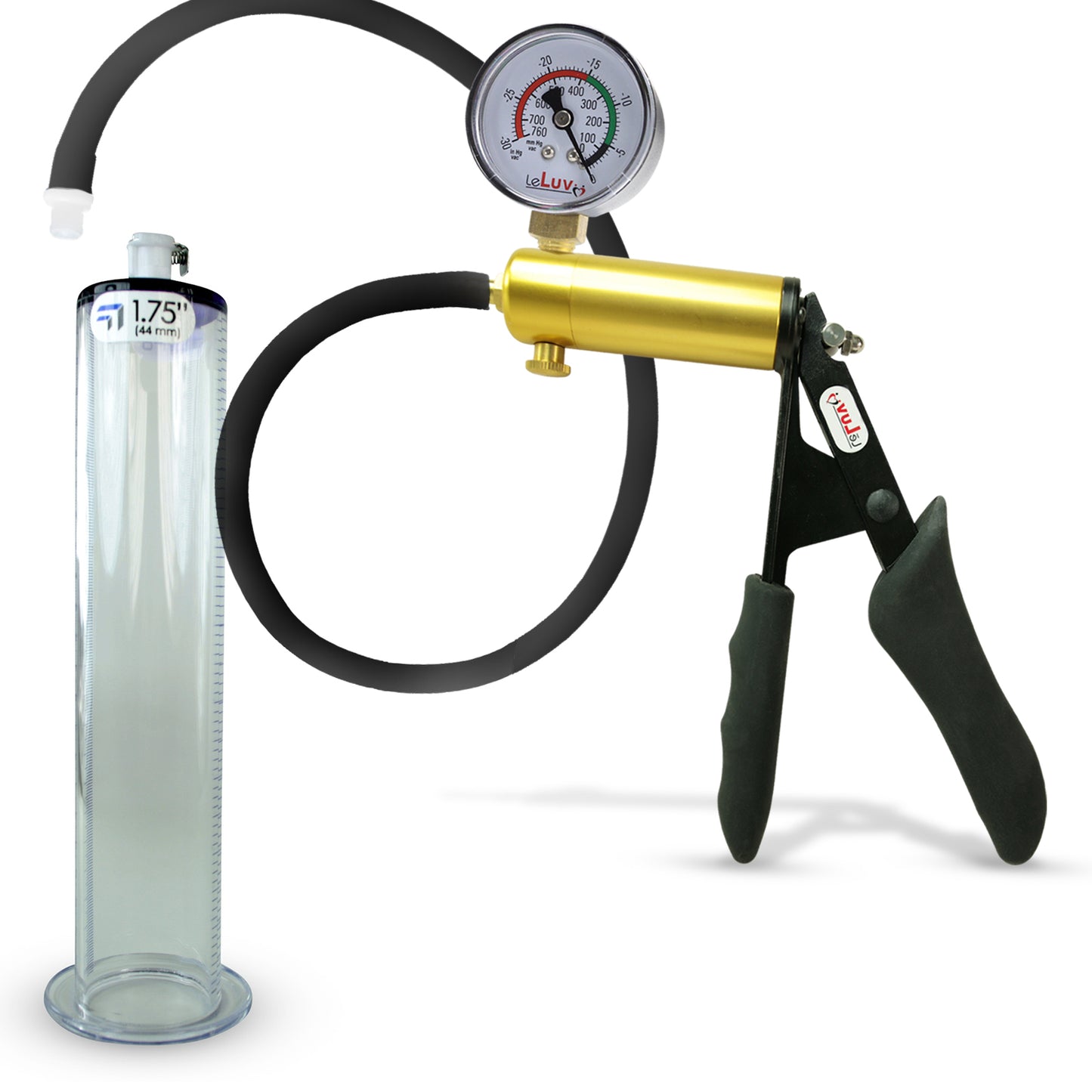 LeLuv® Ultima Premium Penis Pump - Black Silicone Grip and Hose - Wide Flange Cylinders